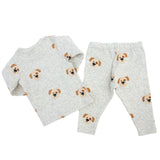 Oh Baby! Puppy Face Print 2pc Set ~ Heather Gray