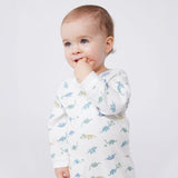 Petit Bateau Side Zip Dinosaur Print Footie ~ White Multi