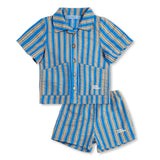 Bobo Choses Baby New Hairline Striped Woven Shirt & Shorts Set ~ Blue Multi