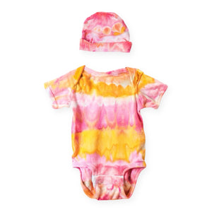 The Wildest Company Ice-Dyed Onesie & Hat Set ~ Golden Hour