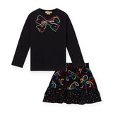 Stella McCartney Girls l/s Bow Tee & Polka Dot Skirt Set ~ Black