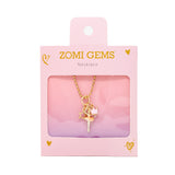 Tiny Treats & Zomi Gems Ballerina, Crown & Star Gold Charm Necklace