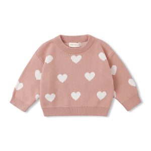 Quincy Mae Hearts Knit Sweater & Pants Set ~ Pink