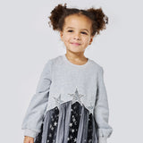 Baby Sara 2 Tone Tulle Star Dress ~ Grey/Black