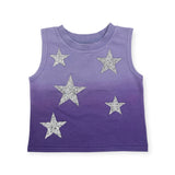 MIA New York Ombre Sleeveless Sweatshirt & Shorts Set ~ Stars/Purple