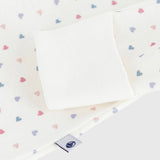 Petit Bateau Front Zip Multi Hearts Print Footie w/ Collar ~ White Multi