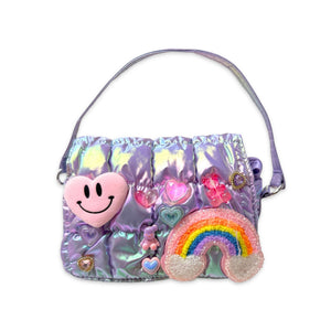 Bari Lynn Quilted Plush Bag w/ Charms ~ Lavender