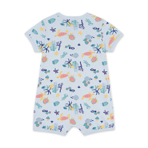 Petit Bateau s/s Sea World Print Short Romper ~ Blue Multi