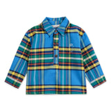Bobo Choses Baby Plaid Woven Shirt & BC Quilted Sweatpants Set ~ Blue/Khaki