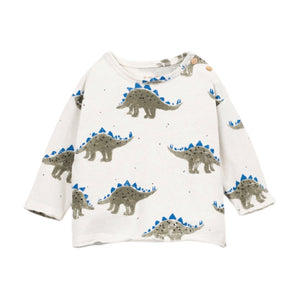 Play Up Baby Stegosaurus Print l/s T-Shirt & Denim Pants Set ~ Off-White/Blue