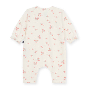Petit Bateau l/s Floral Print Ruffle Romper ~ Cream Multi