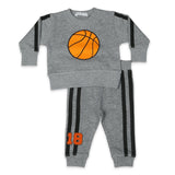 Little Mish Basketball French Terry Sweatshirt & Joggers Set ~ Heather Gray