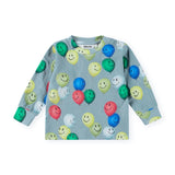 Molo Baby Eloy Tee & Spark Denim Overalls Set ~ Happy Balloons/Blast Blue