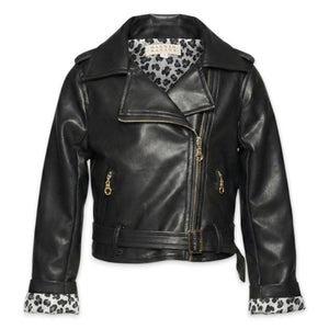Hannah Banana Faux Leather Moto Jacket ~ Black