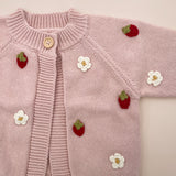 The Blueberry Hill Strawberry Flower Cardigan ~ Blush