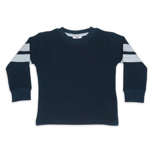Mish Stripe Sleeve Thermal l/s Top ~ Navy/Heather Grey