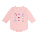 Huxbaby Ballerina Hux Embroidered l/s T-Shirt & Dreamy Denim Cherry Paperbag Pants Set ~ Vintage Pink/Denim Multi