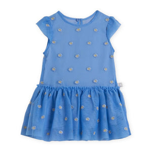 Stella McCartney Girls s/s Tulle Dress w/ Flowers Embroidery ~ Blue