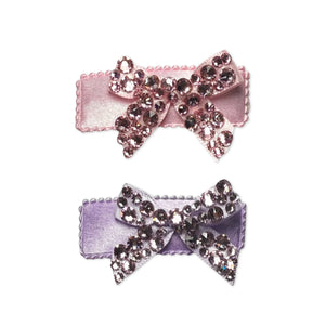 Bari Lynn Small Crystal Bow on Satin Clip ~ Asstd.