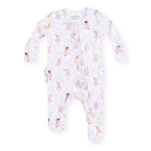 Angel Dear 2 Way Ruffle Zipper Footie ~ Bow Ballerinas
