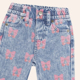 Huxbaby Ballerina Hux Embroidered l/s T-Shirt & Dreamy Denim Cherry Paperbag Pants Set ~ Vintage Pink/Denim Multi