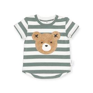 Huxbaby Furry Huxbear Striped T-Shirt & Slouch Pants Set ~ Light Spruce/Almond