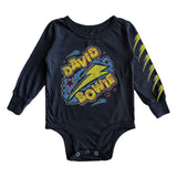 Rowdy Sprout David Bowie Bolt & Stars l/s Onesie ~ Vintage Black