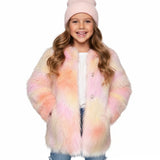 Baby Sara Faux Fur Hooded Coat ~ Pink Multi