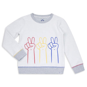 Appaman Boys Revel Peace Sign Crewneck & Sidewalk Sweats Set ~ Heather Mist