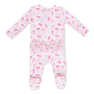 Angel Dear 2 Way Zipper Ruffle Back Footie ~ Sweet Bow Cherries