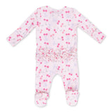 Angel Dear 2 Way Zipper Ruffle Back Footie ~ Sweet Bow Cherries