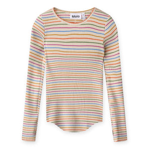 Molo Rochelle Ribbed l/s Top ~ Sand Rainbow