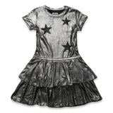 MIA New York Metallic Stars Dress ~ Black