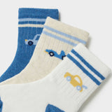 Mayoral Baby Boy Cars Striped Socks 3 Pack ~ Indigo