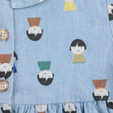 Bobo Choses Baby Game Pawns Print Denim Dress ~ Light Blue