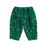 Bobo Choses Baby Blossom Print Woven Blouse & Corduroy Pants Set ~ Off-White/Dark Green