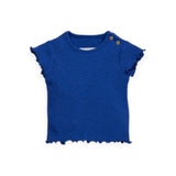 Play Up Baby Ribbed Top & Floral Shorts w/ Frill Set ~ Cobalt/Natural