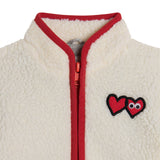 Stella McCartney Baby Girl Sherpa Jacket w/ Hearts Patch ~ Off-White/Red