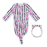 Angel Dear Knotted Gown & Headband Set ~ Cabbage Rose Stripe