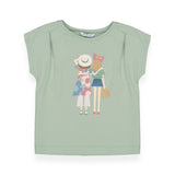 Mayoral Girls Graphic Tee w/ Headband & Printed Shorts Set ~ Jade/Mint Floral