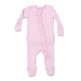Angel Dear 2 Way Zipper Ribbed Ruffle Footie ~ Romance Rose