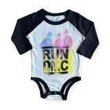 Rowdy Sprout Run DMC l/s Raglan Onesie ~ Vintage White/Black