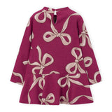 Mayoral Girls Jacquard Knit Dress w/ Bow Bag ~ Raspberry