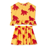 Wynken Vela Dog Print Sleeveless Frill Top & Skirt Set ~ Soleil/Red
