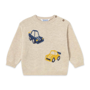 Mayoral Baby Boy Knit Cars Sweater ~ Heather Stone