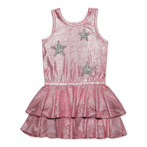 MIA New York Stars Sleeveless Tiered Dress ~ Pink