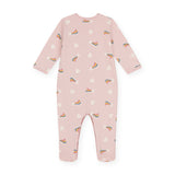 Petit Bateau Front Snap Shooting Stars Print Footie ~ Pink Multi