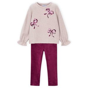 Mayoral Girls Bows Top & Leggings Set ~ Raspberry