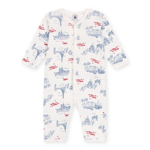 Petit Bateau l/s Paris Je T’aime Parisian Print Romper ~ White Multi