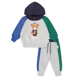 Huxbaby Color Block Hux Hoodie & Sweatpants Set ~ Grey Marle Multi